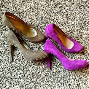 Two pairs of suede high heels BCBG Franco Sarto 6.5
